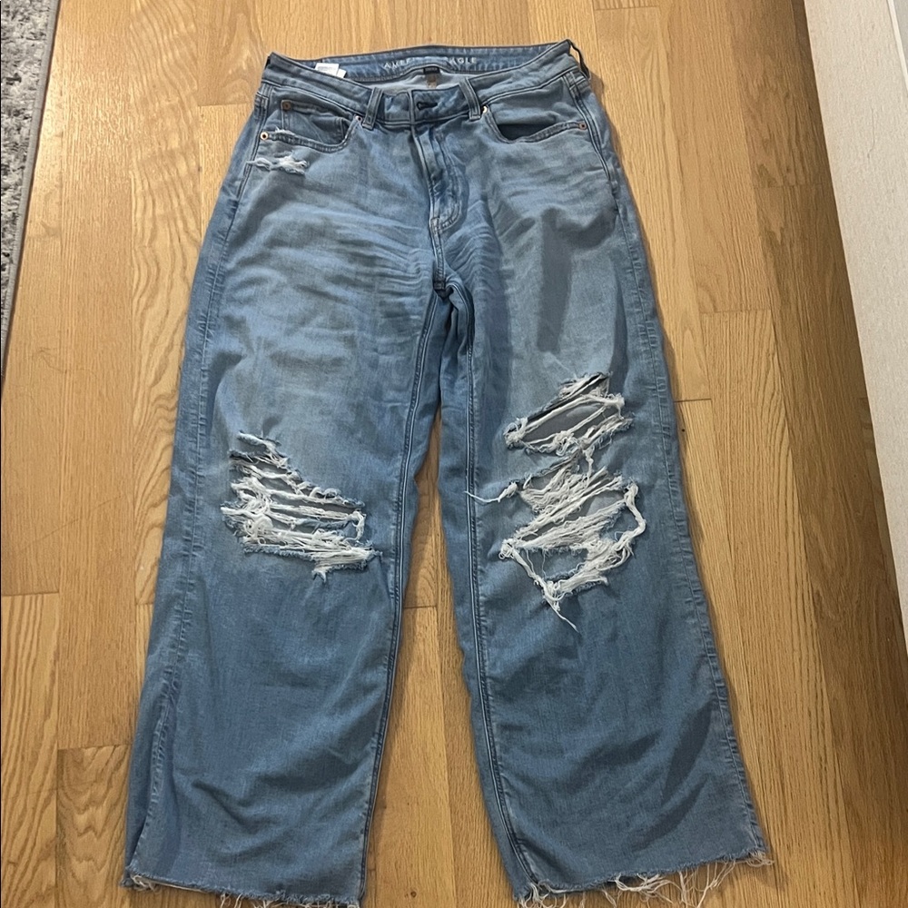 American Eagle Outfitters Ripped Blue Boyfriend Jeans